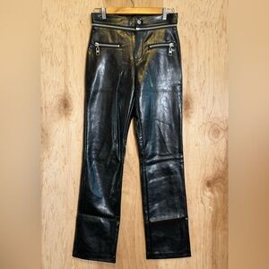Zara Shiny Black Leather Trousers